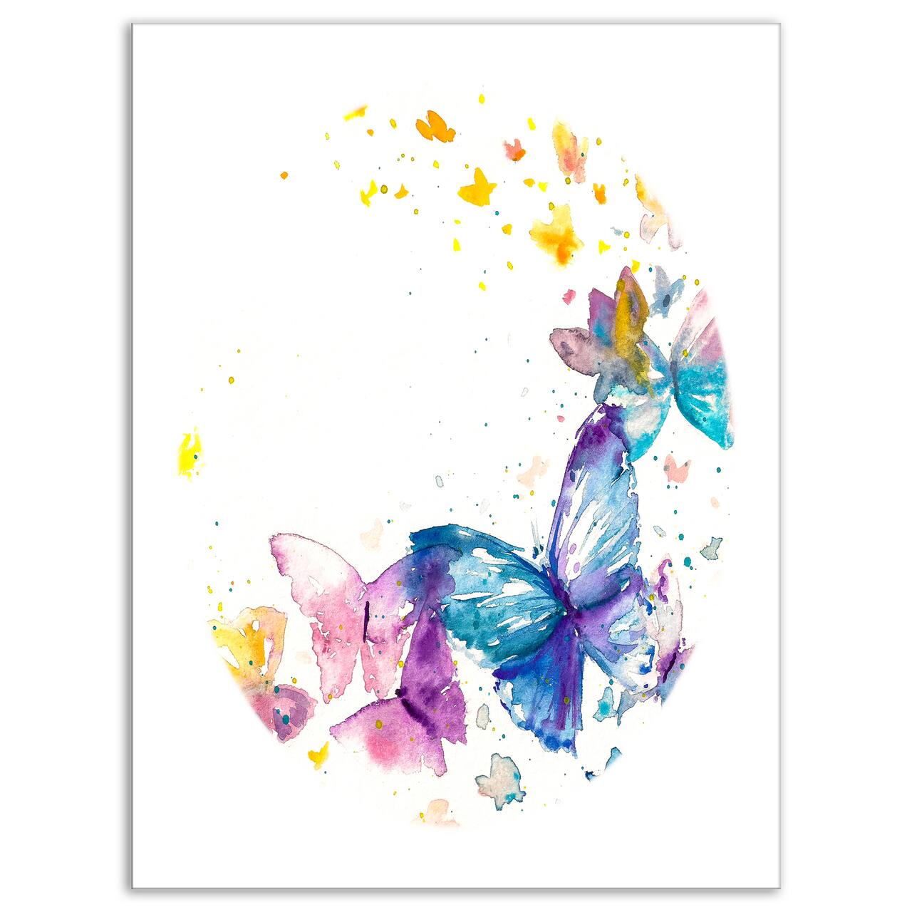 Designart - Butterfly on White Paper - Animals Painting Print on Wrapped Canvas